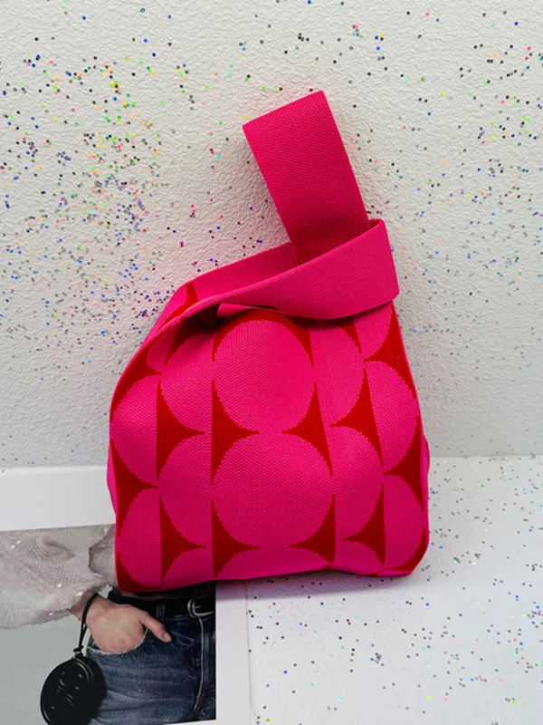 Contrast Color Polka-Dot Bags Accessories Woven Handbag