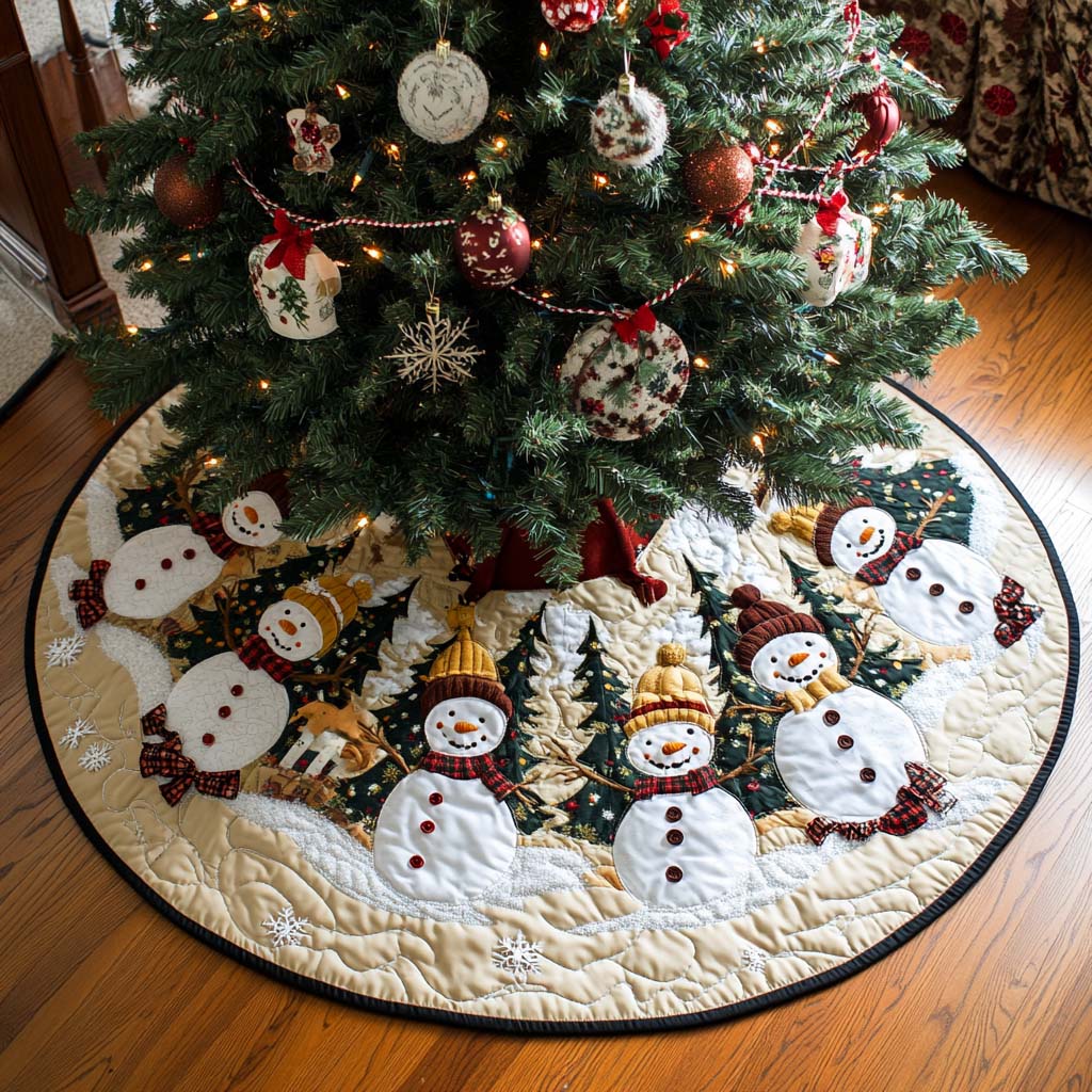 Frosty Friends Christmas Quilted Tree Skirt NCU0NT2225