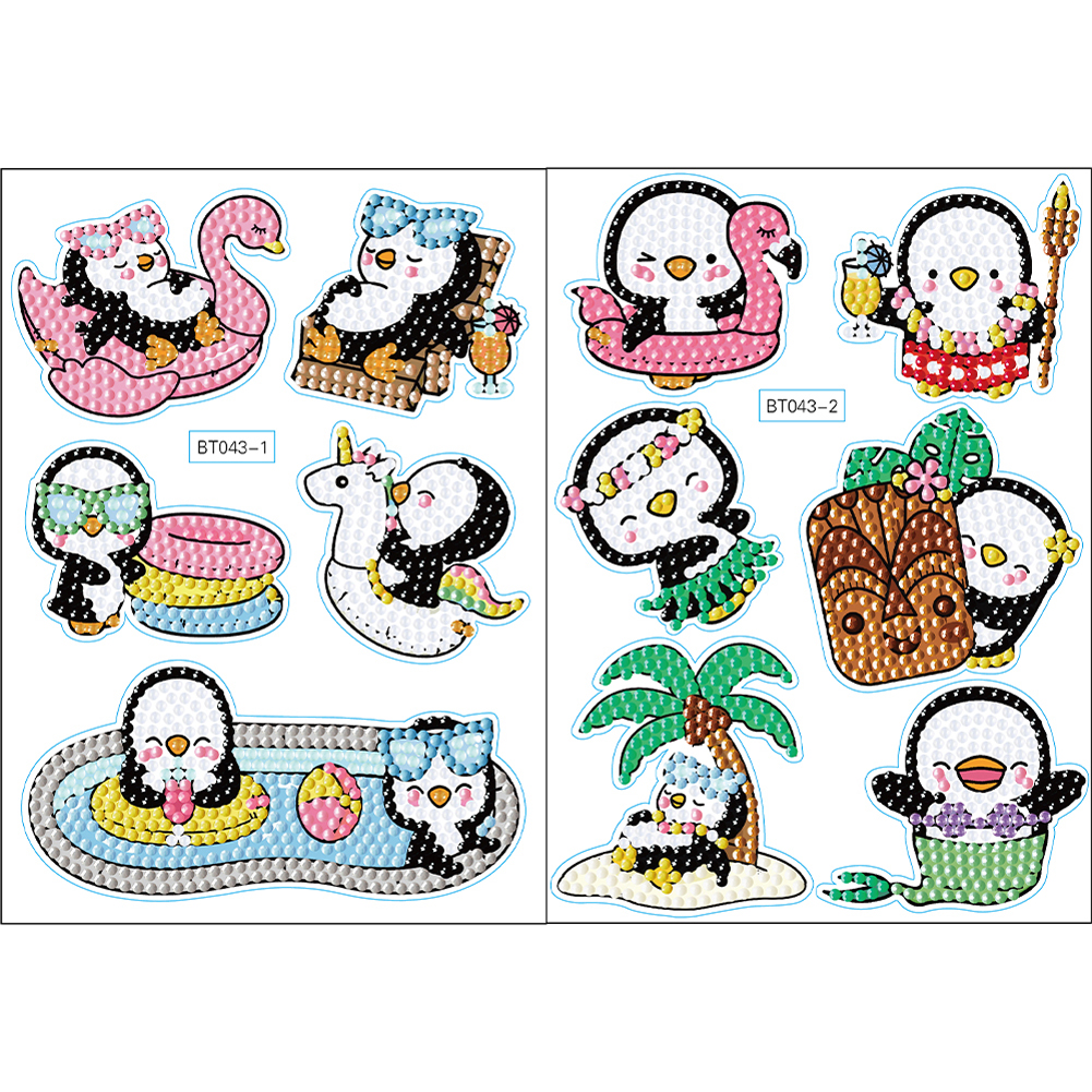 

2pcs Cartoon Penguin - 5D DIY Craft Sticker, 501 Original
