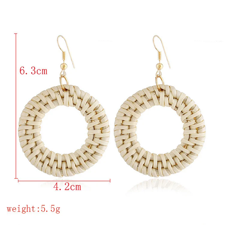 Vintage Earrings Bamboo and Rattan Handwoven Earrings Ethnic Style Rattan Earrings