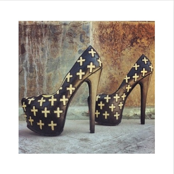 Women's Black High Heel Platform Pumps |FSJ Shoes