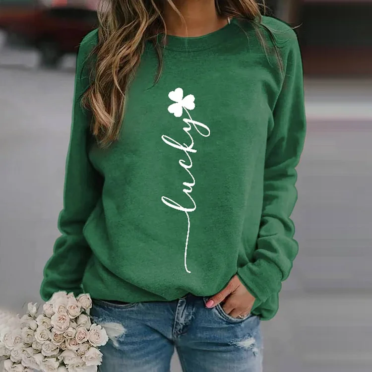 VChics Women's St. Patrick's Lucky Print Sweatshirt