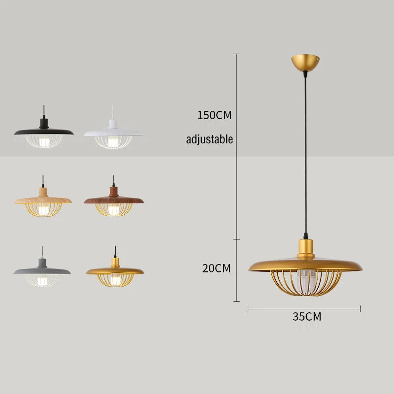 Creative Wood-colored Flying Saucer Chandeliers