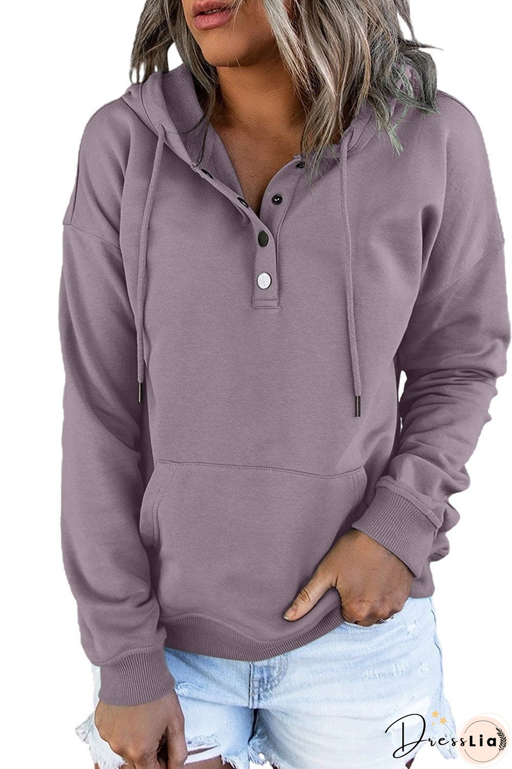 Solid Color Hooded Sweatshirt