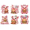 6Pcs Diamond Painting Acrylic Hamburger Pig Fridge Magnet for Adults