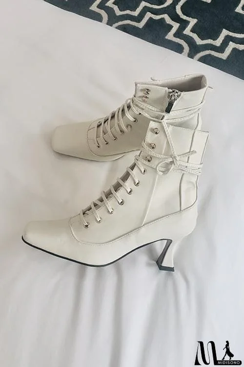 MidiSono - Vintage Zipper Lace Up Boots