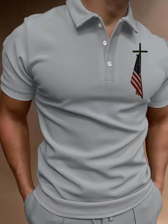 Men's Short Sleeve Casual Printed POLO Shirt