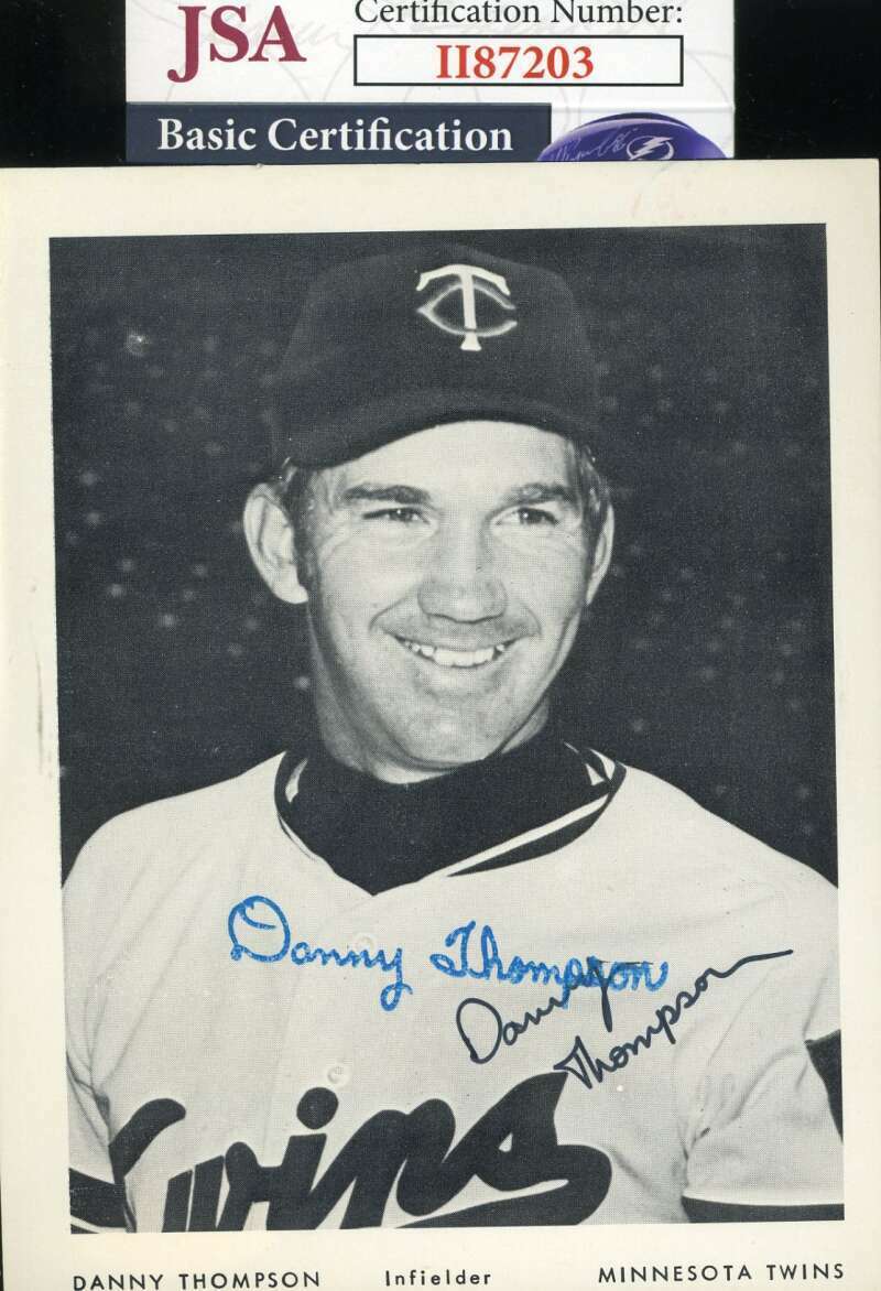 Danny Thompson JSA Coa Hand Signed Twins Team Issue Photo Poster painting Autograph