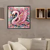 >SALE<5D DIY Partial Special Shaped Drill Diamond Painting Kit Pink Swan Decor 40x40cm