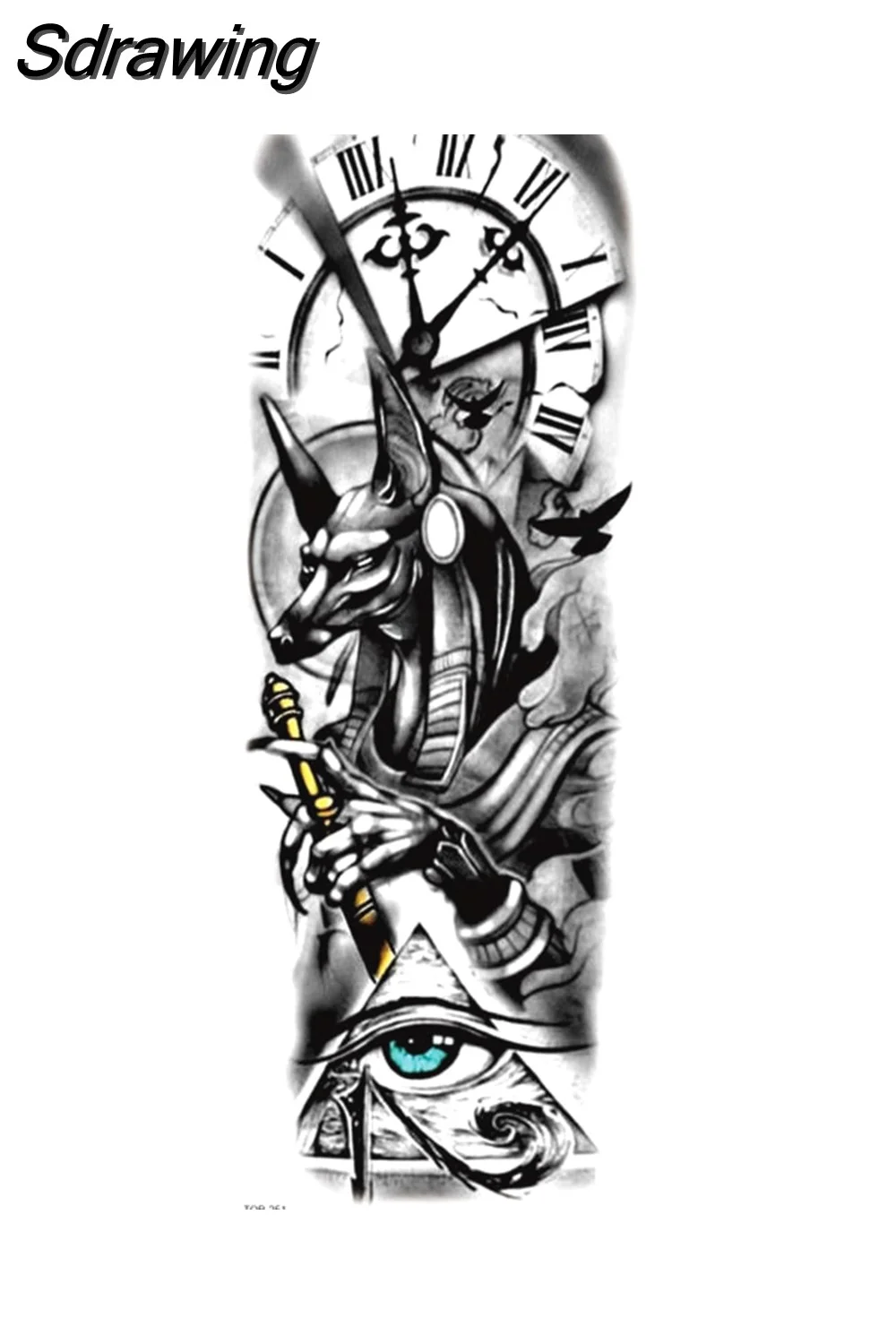 Sdrawing Tattoo Dragon For Men Waterproof Sleeves Angel Tiger Snake Animal Stickers Waterproof Temporary Tattoos Skeleton Hand 521-1