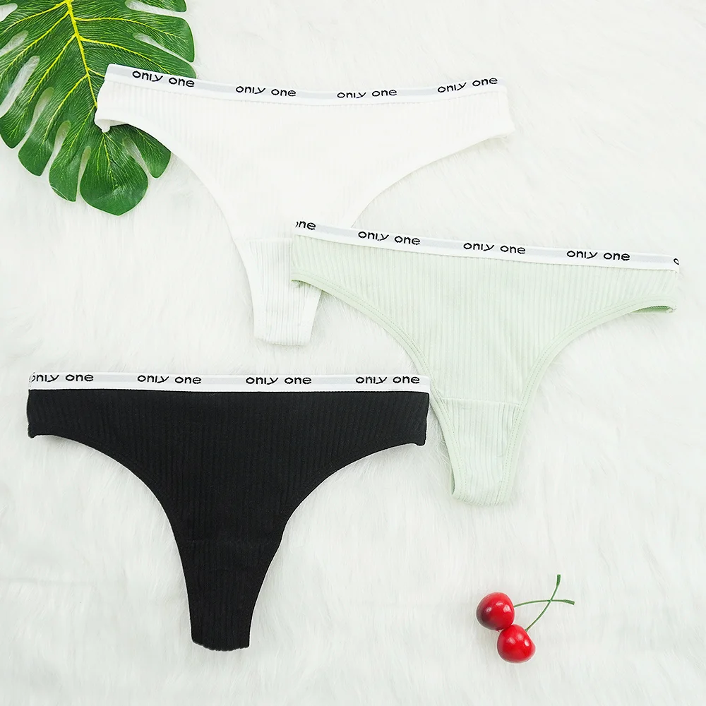 Billionm Sexy Panties for Women Thongs Bikini Ladies Lingerie Underwear Cotton Breathable Sporty Thread Letter Low Rise T Back