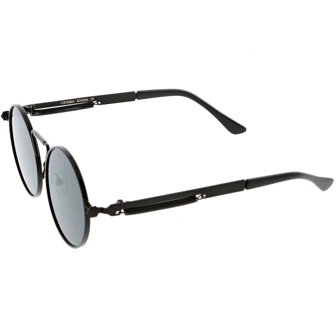 Modern Steampunk Circle glasses Unique Nose Piece Flat Lens 49mm