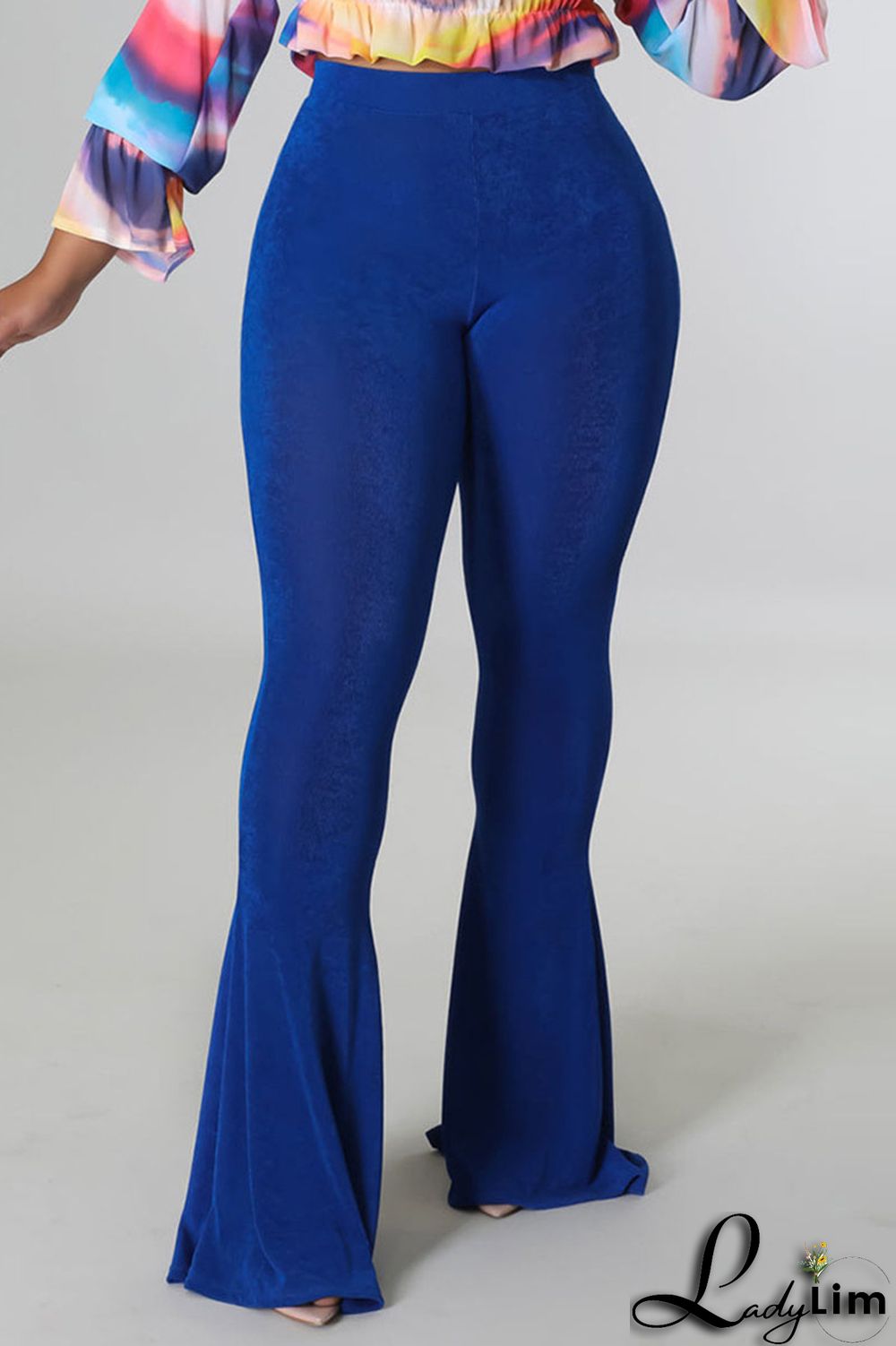 Rose Red Casual Solid Patchwork High Waist Speaker Solid Color Bottoms