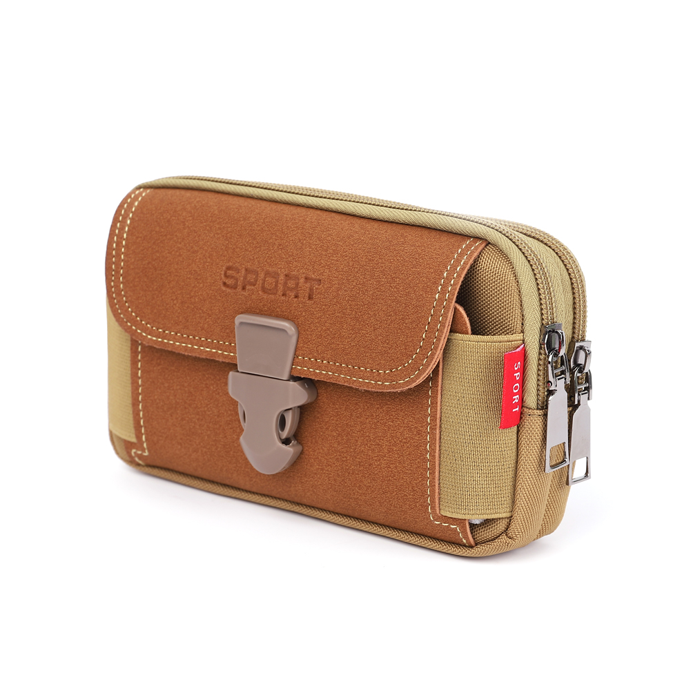 

Men Canvas Waist Bag Phone Purse Zipper Belt Bum Pouch (Style 2 Khaki), Coffee, 501 Original