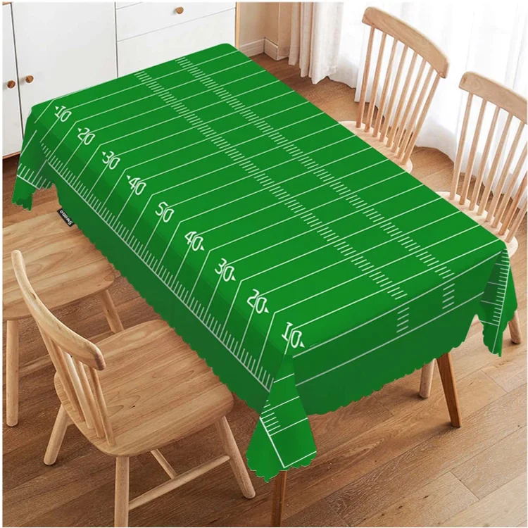 American Football Field Green Lawn Rectangle Tablecloths Kitchen Table Decor Reusable Waterproof Tablecloths Party Decoration