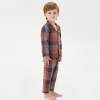 Boys and Girls Casual Plaid Long-sleeved Trousers Two-piece Pajamas