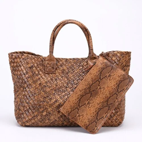 Fashion large-capacity simple woven handbags Snake basket