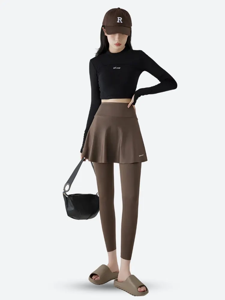 Brownm Sport Leggings Mini Skirt