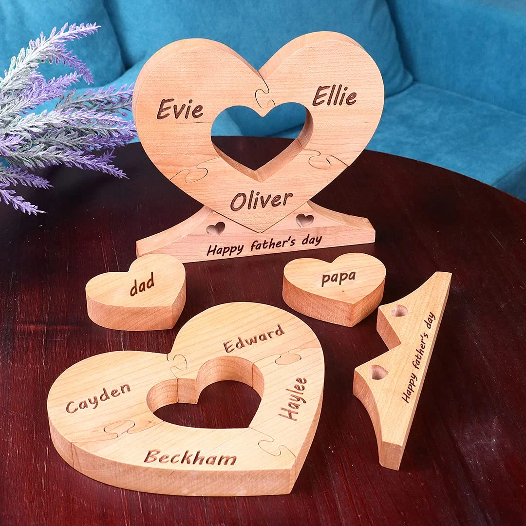 Personalized Name Heart Puzzle Stakes Frame Gift for Mom