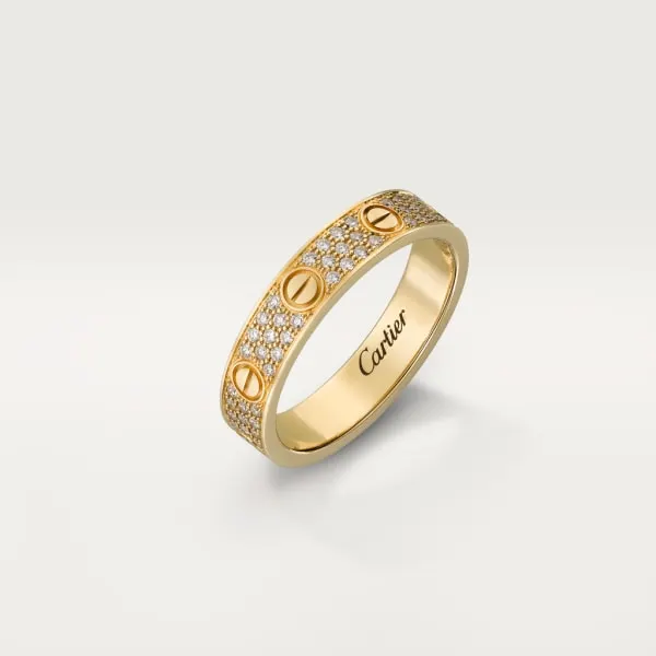 Love wedding band, diamond-paved yellow gold, diamonds