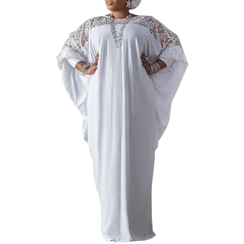 Summer Kaftan Dress Women Maxi Long Dress 2022 VONDA Long Sleeve Round Neck Solid Color Autumn Holiday Casual Vestido Femme