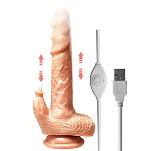 7.3 Inches Realistic Tpe Dildos Vibrators Telescopic Vibrating Usb Direct Insertion Usage Sex Toy