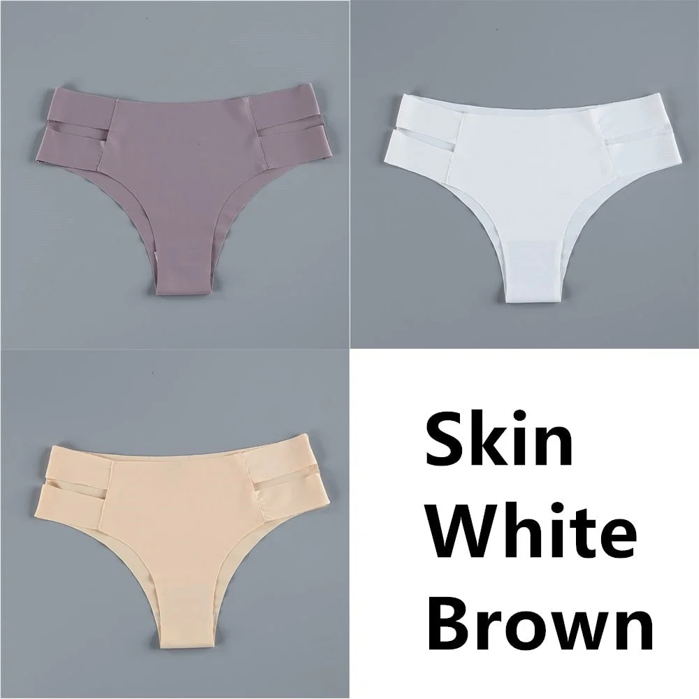 3Pcs Sexy Women Panties Seamless G-String Panties Set Lingerie Hollow Soft Briefs Low Rise Thong Breathable Female Underwear New