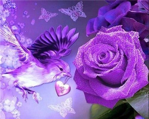 

Purple Flowers And Bird – Paint By Numbers - 40*50CM, 501 Original