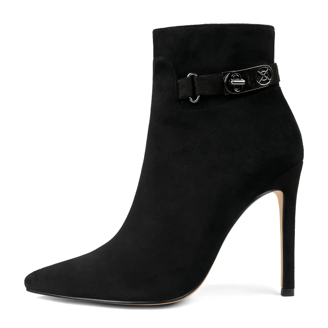 10cm/3.94" Women's Closed Pointed Toe Stilettos Heels Ankle Boots