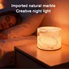 Marble LED Cordless Lamp Type-C Rechargeable Portable Ambient Lights Adjustable Light Modes for Home Office Travel Outing Social Occasions