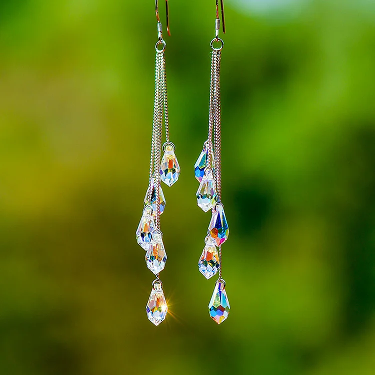 Fashion Multicolor Water Droplet Crystal Dangle Earrings  Flycurvy [product_label]