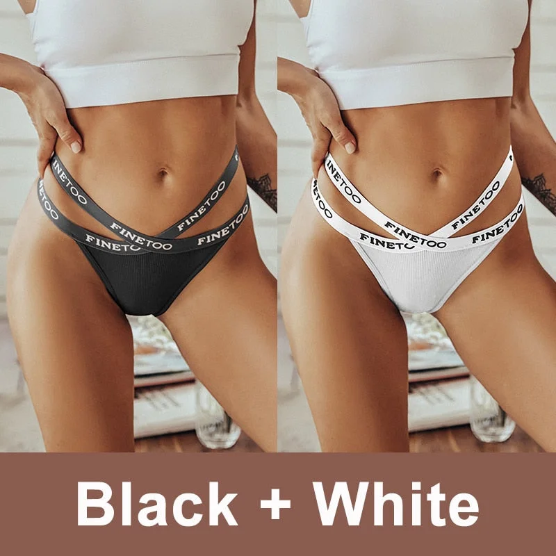 2PCS/Set Cotton Panties Women's Lingerie Sexy Underwear G-string Briefs Female Underpants Pantys Girls Tangas Thong Panties