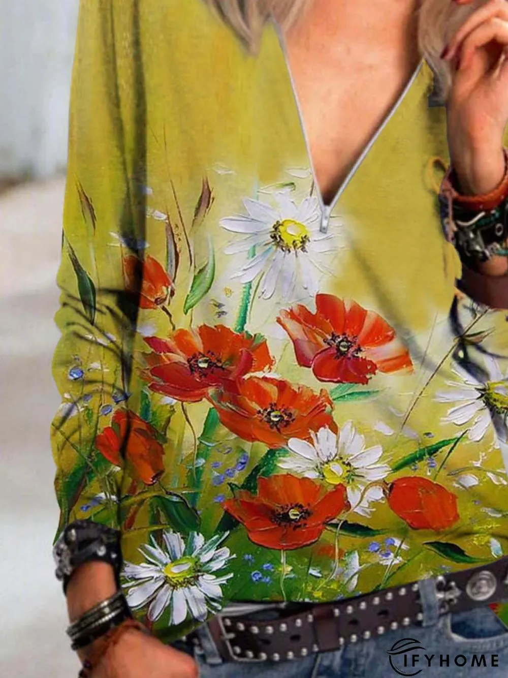 Floral Long Sleeve Printed Top | IFYHOME