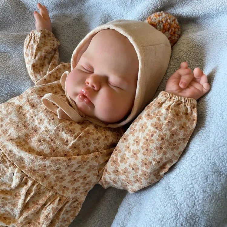  20" Real Looking Lifelike Sleeping Reborn Baby Girl Doll Kuavina Set with Heartbeat💖 & Sound🔊 - Reborndollsshop®-Reborndollsshop®