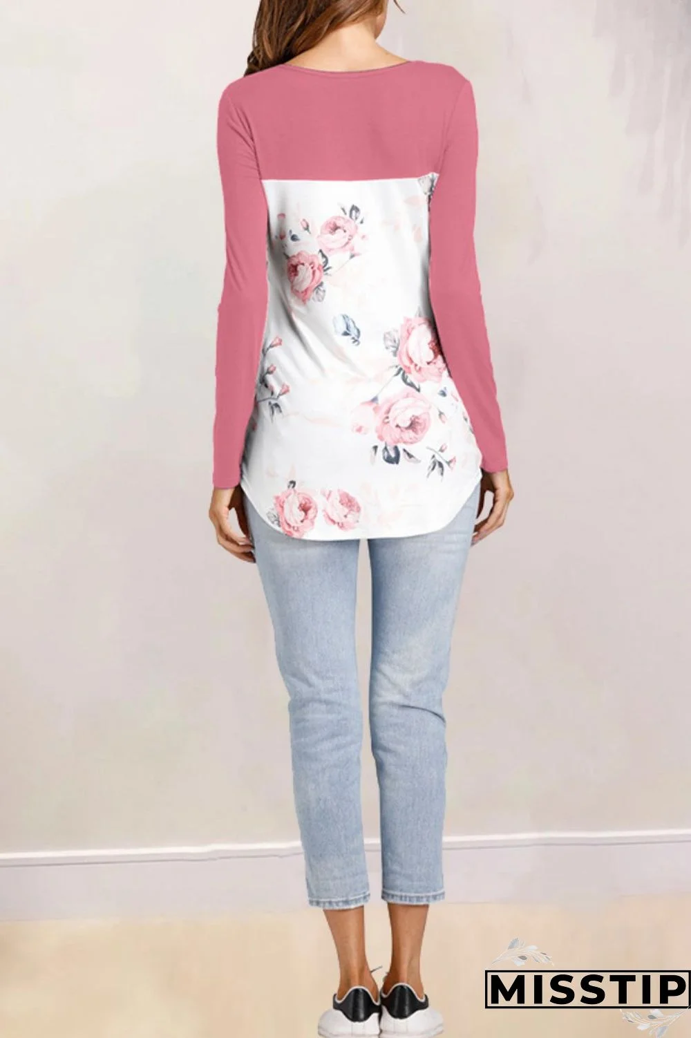 Grass Green Casual Print Patchwork Tops