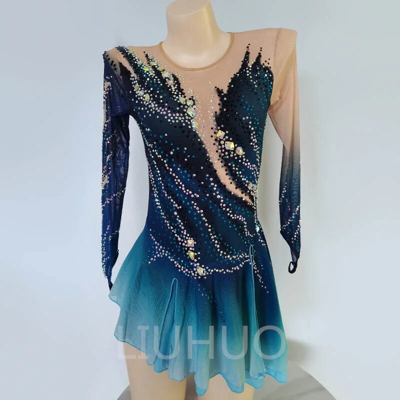 Figure Skating Performance Clothing Children's Adult Skating Performance Grading Clothing Gradient Color