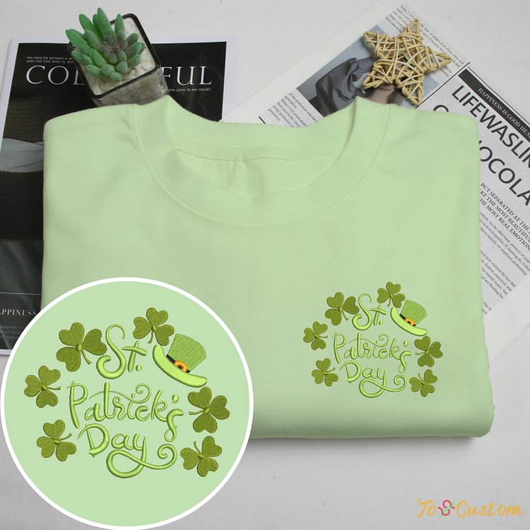 TOSCUSTOM™ Custom Irish Shamrock Sweatshirts Embroidered St. Patrick's Day Hoodies