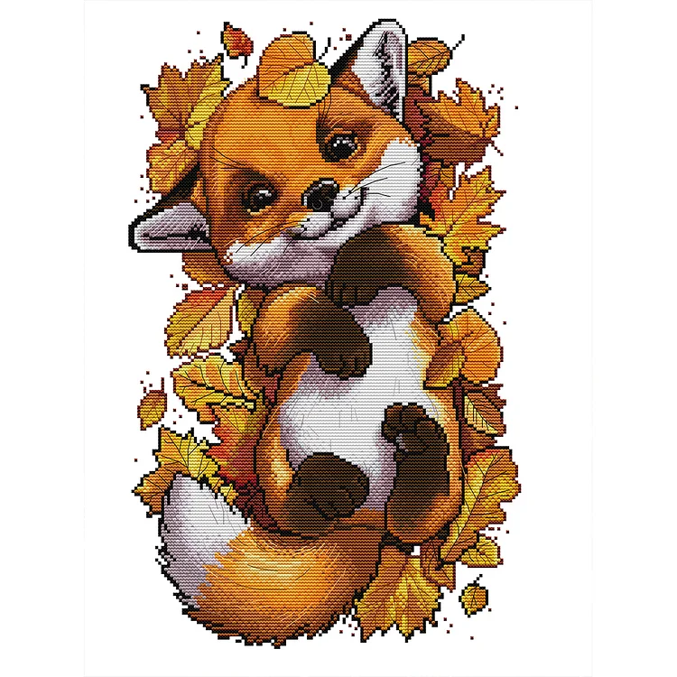 Joy Sunday Little Fox In Autumn - Printed Cross Stitch 14CT 38*47CM