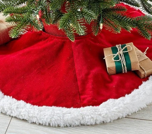 Custom Name Embroidery Christmas Tree Skirt Velveteen Floor Mat