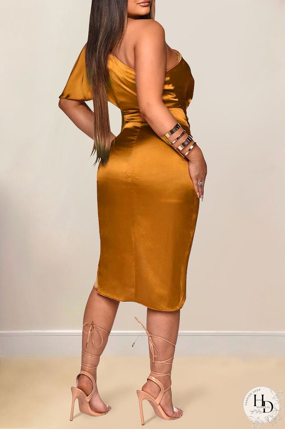 Black Sexy Solid Patchwork Asymmetrical Oblique Collar Irregular Dress Dresses