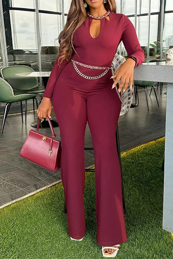 Elegant Choker Neck Flare Leg Jumpsuit