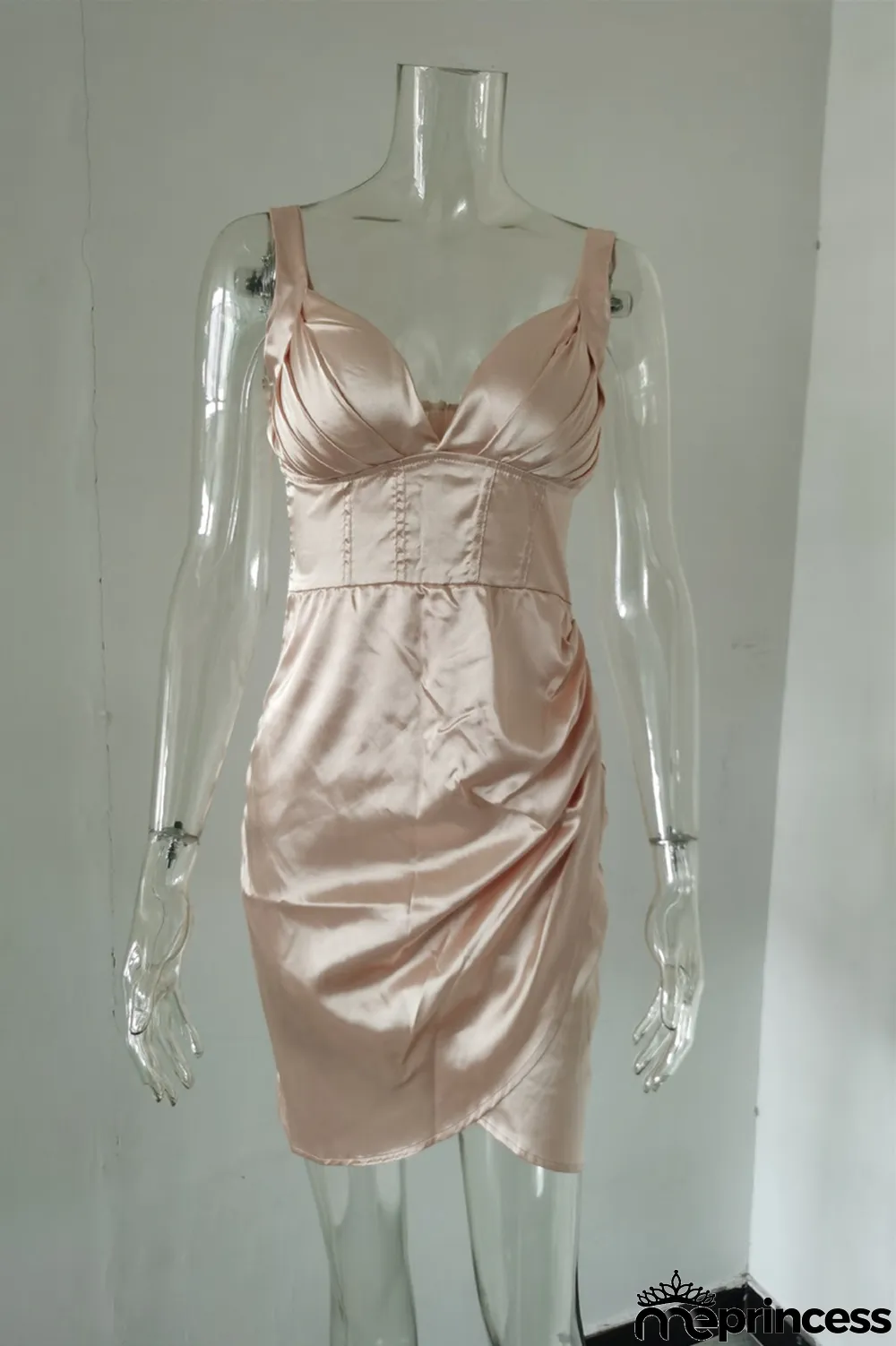 Champagne Fashion Sexy Solid Patchwork Backless V Neck Sling Dress