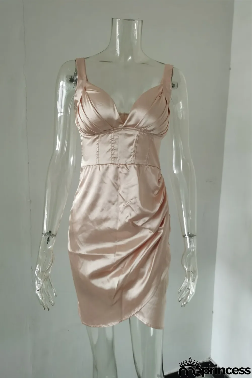 Champagne Fashion Sexy Solid Patchwork Backless V Neck Sling Dress