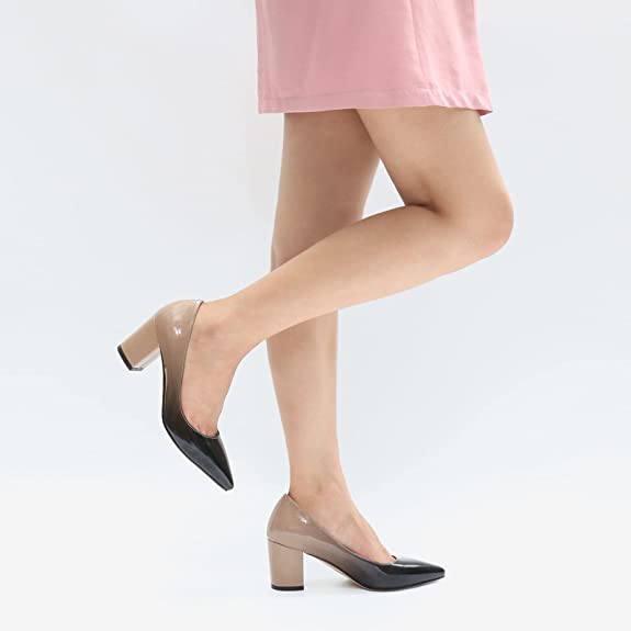 65mm Women Chunky Heels Comfortable Middle Block Heel Pumps-MERUMOTE