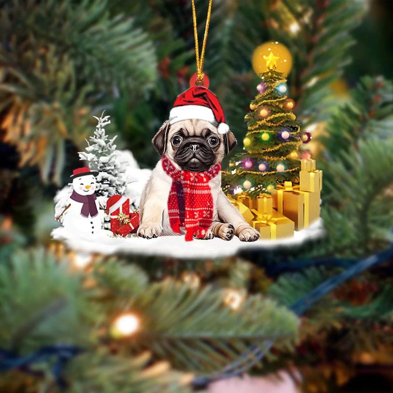 VigorDaily Pug Christmas Ornament SM098