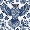 Blue And White Porcelain Owl-11CT Stamped Cross Stitch 50*50cm/19.69*19.69in tapestrymarket