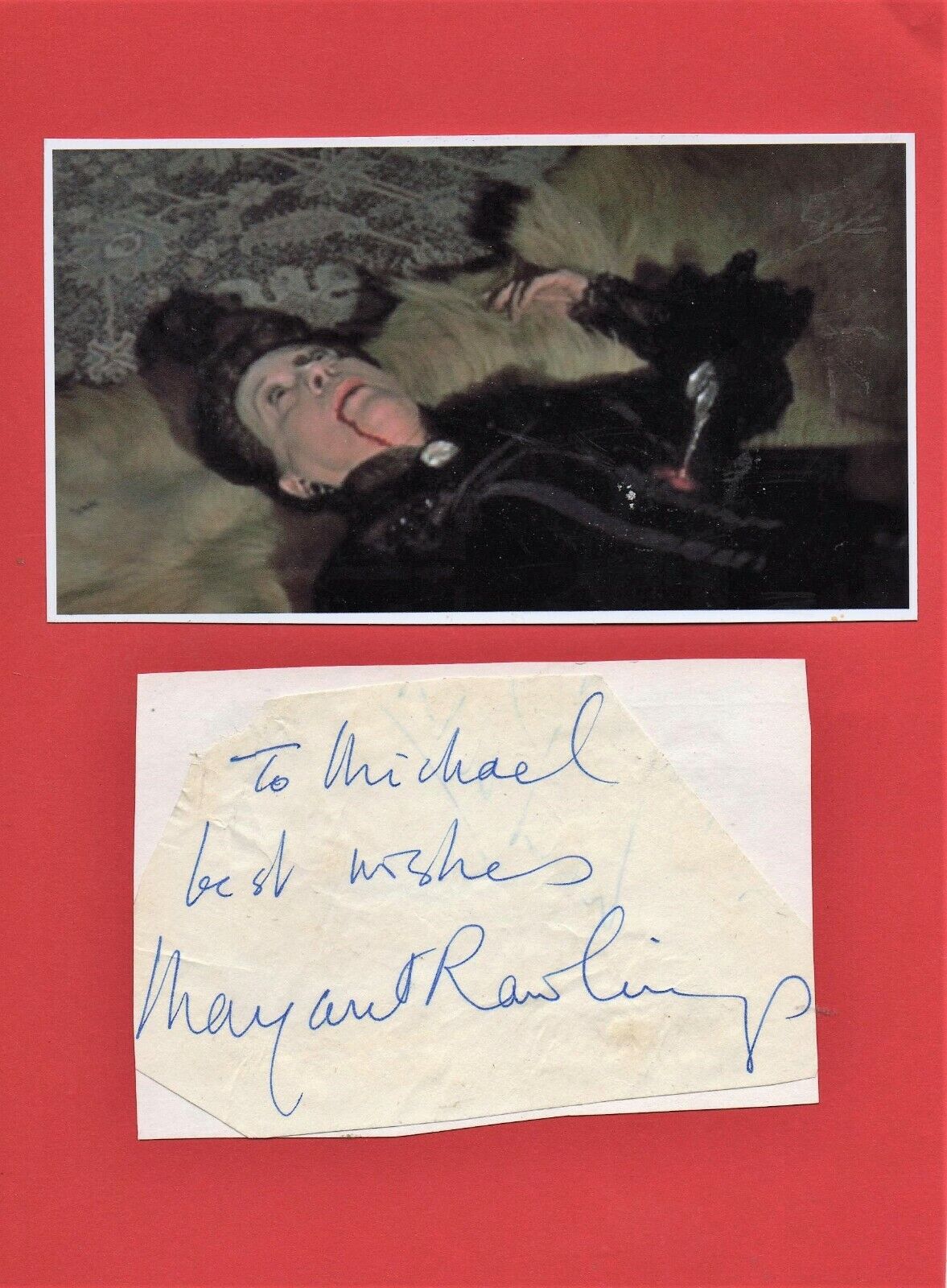 HORROR - HANDS OF THE RIPPER - MARGARET RAWLINGS personally signed slip + pic