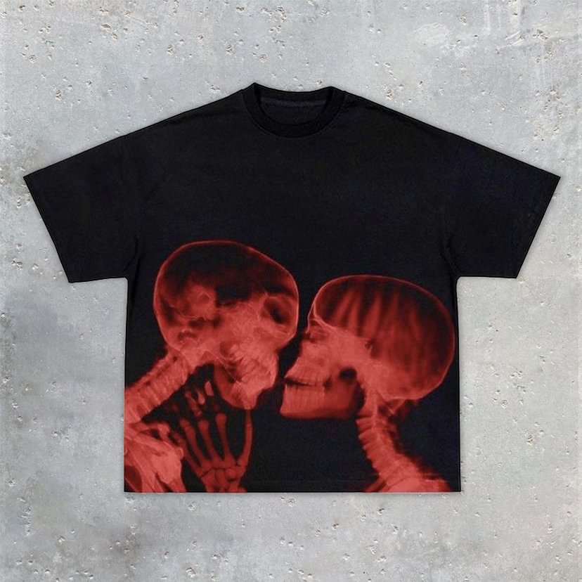 Fashion skull print men's t-shirt