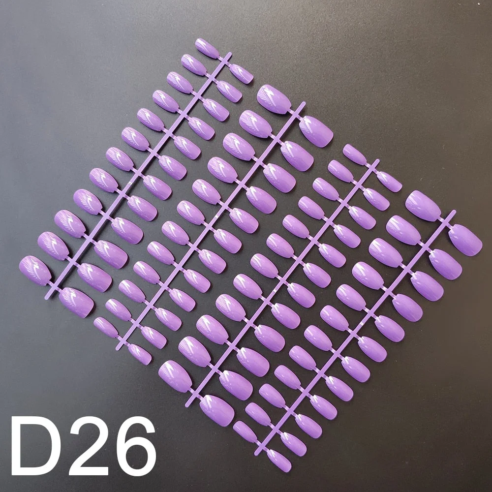 10 Sets Short Coffin Shape False Nail Tips In Same Color 24 Pieces/Set 10 Sizes Press on Fake Nails Manicure Finger Nail Tips-Nail Inspo