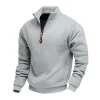 Men's Fleece-Lined Heavyweight Loose Fit Outdoor Warm Stand Collar Logo Casual Sports Sweatshirt by Inlyline